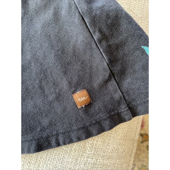 Tea Collection Nordic Floral Long Sleeve Gray Cotton Skater Dress Girls 6 Small - Picture 9 of 9